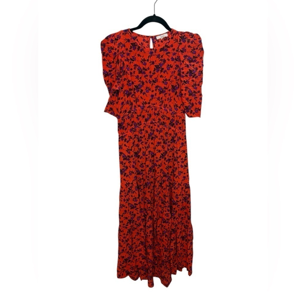 Joie Nadeen Floral Silk Puff Sleeve Midi Dress - Picture 3 of 7
